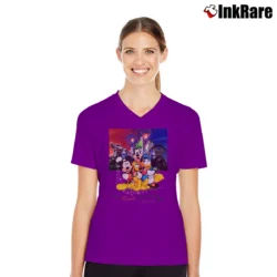 Women’s 1990s Disneyland Mickey Cartoon Graphic V-Neck Tee in purple | Chic Neckline, Soft Texture