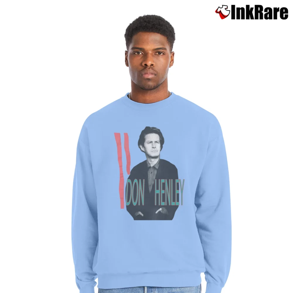 Men’s 1990s Don Henley Music Tour Crewneck Sweatshirt in light blue | Cozy Fabric, Clean Style
