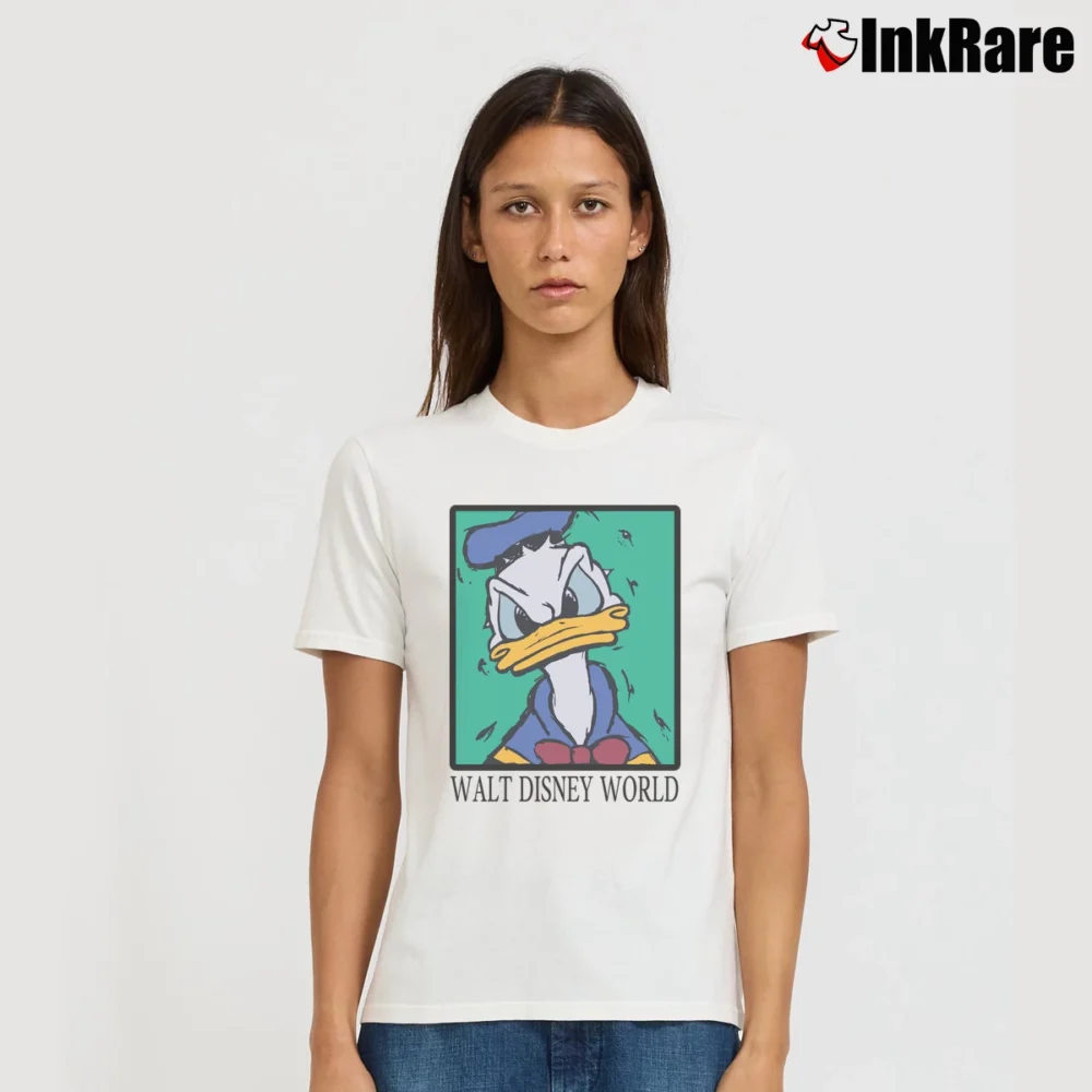 Women’s 1990s Donald Duck Cartoon Disney World Signature T-Shirt in white | Soft, Flattering Fit