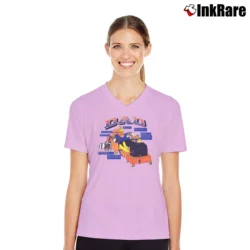 Women’s 1990s Father's Day Looney Tunes Foghorn Leghorn V-Neck Tee in light pink | Chic Neckline, Soft Texture