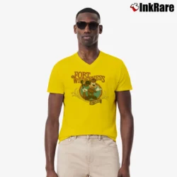Men’s 1990s Fort Wilderness Resort Disney World Mickey Mouse V-Neck Tee in yellow | Sharp, Breathable, Everyday Staple