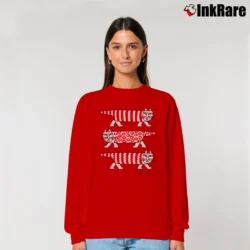 Women’s 1990s Funny Cat Minimalist Graphic Relaxed Sweatshirt in red | Soft, Laid-Back Vibe