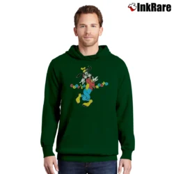 Men’s 1990s Goofin' Around Goofy Disney Mickey Mouse Pullover Hoodie in forest green | Cozy, Durable, Modern Fit