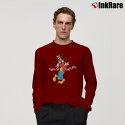 Men’s 1990s Goofin' Around Goofy Disney Mickey Mouse Long-Sleeve Shirt in maroon | Sleek, Lightweight, Year-Round Wear