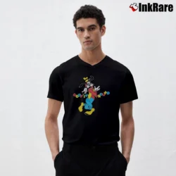 Men’s 1990s Goofin' Around Goofy Disney Mickey Mouse V-Neck Tee in black | Sharp, Breathable, Everyday Staple