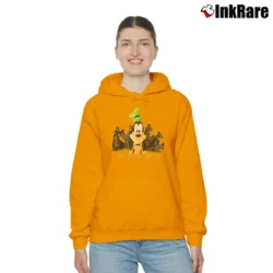 Women’s 1990s Goofy Cartoon Black Disney Cozy Hoodie in orange | Warm, Structured, Stylish
