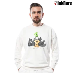 Men’s 1990s Goofy Cartoon Black Disney Crewneck Sweatshirt in white | Cozy Fabric, Clean Style