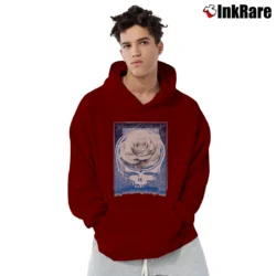 Men’s 1990s Grateful Dead Rose Stealie Tour Pullover Hoodie in maroon | Cozy, Durable, Modern Fit