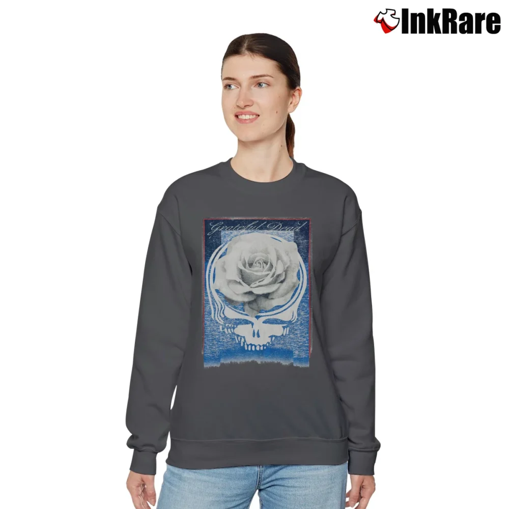 Women’s 1990s Grateful Dead Rose Stealie Tour Relaxed Sweatshirt in charcoal | Soft, Laid-Back Vibe