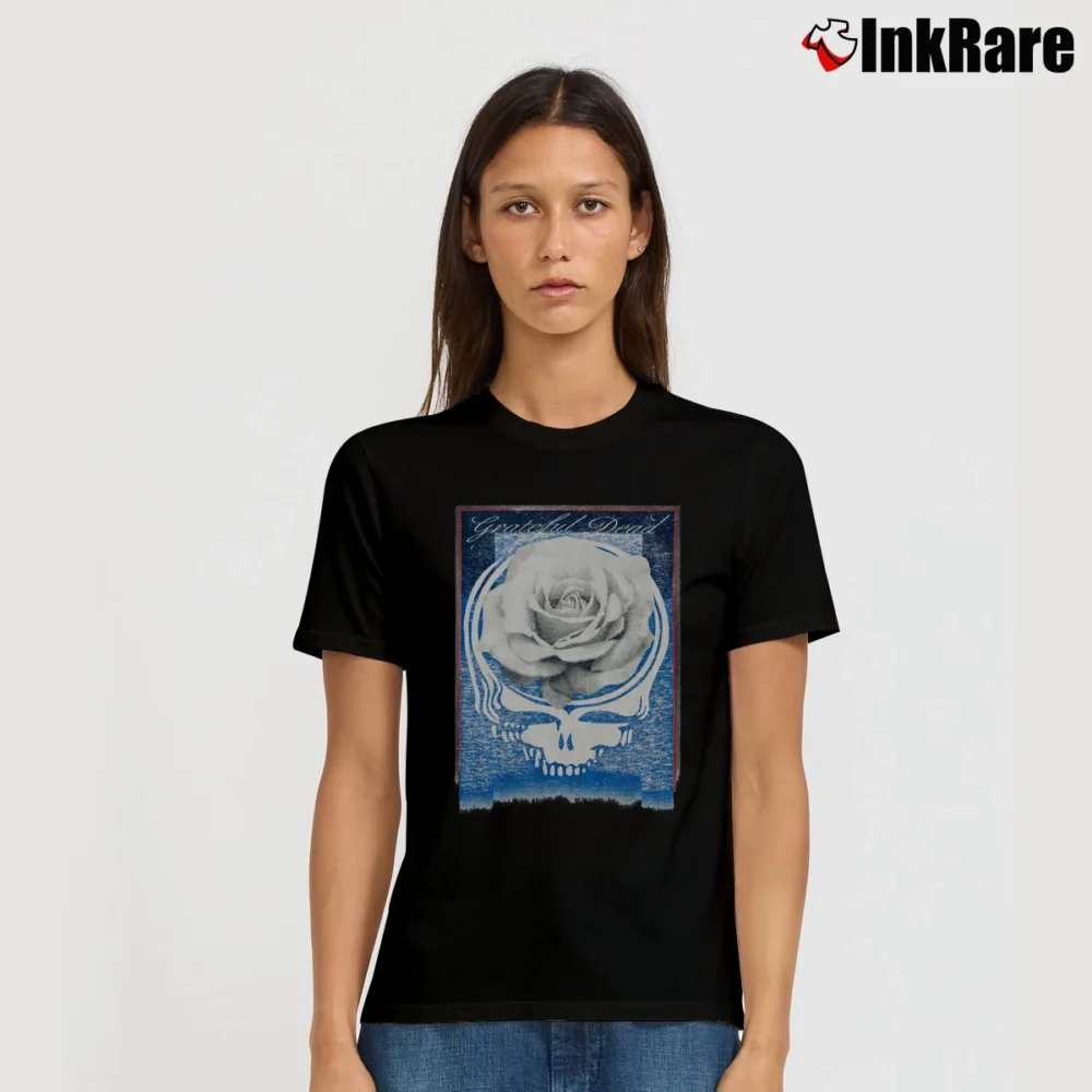 Women’s 1990s Grateful Dead Rose Stealie Tour Signature T-Shirt in black | Soft, Flattering Fit