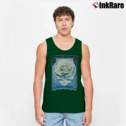 Men’s 1990s Grateful Dead Rose Stealie Tour Tank Top in forest green | Breathable, Active-Friendly Design