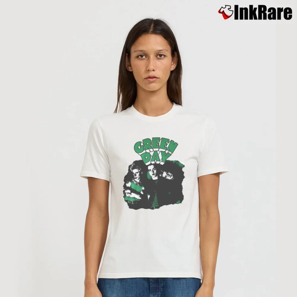 Women’s 1990s Green Day Punk Rock Signature T-Shirt in white | Soft, Flattering Fit