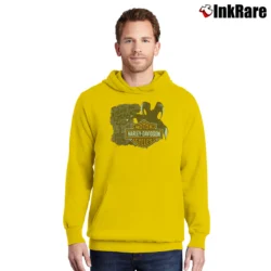 Men’s 1990s Harley Davidson I Rode The Dragon Biker Pullover Hoodie in yellow | Cozy, Durable, Modern Fit