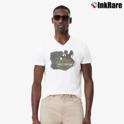 Men’s 1990s Harley Davidson I Rode The Dragon Biker V-Neck Tee in white | Sharp, Breathable, Everyday Staple
