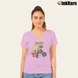 Women’s 1990s Harley Davidson Looney Tunes Yosemite Sam V-Neck Tee in light pink | Chic Neckline, Soft Texture