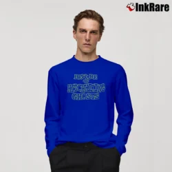 Men’s 1990s Haunted Mansion Tokyo Disneyland Mickey Goofy Long-Sleeve Shirt in royal blue | Sleek, Lightweight, Year-Round Wear