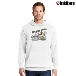 Men’s 1990s Hollywood Mickey Mouse Cartoon Streetwear Pullover Hoodie in white | Cozy, Durable, Modern Fit