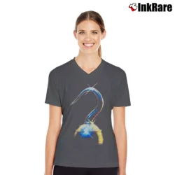 Women’s 1990s Hook Robin Williams Peter Pan Disney V-Neck Tee in charcoal | Chic Neckline, Soft Texture
