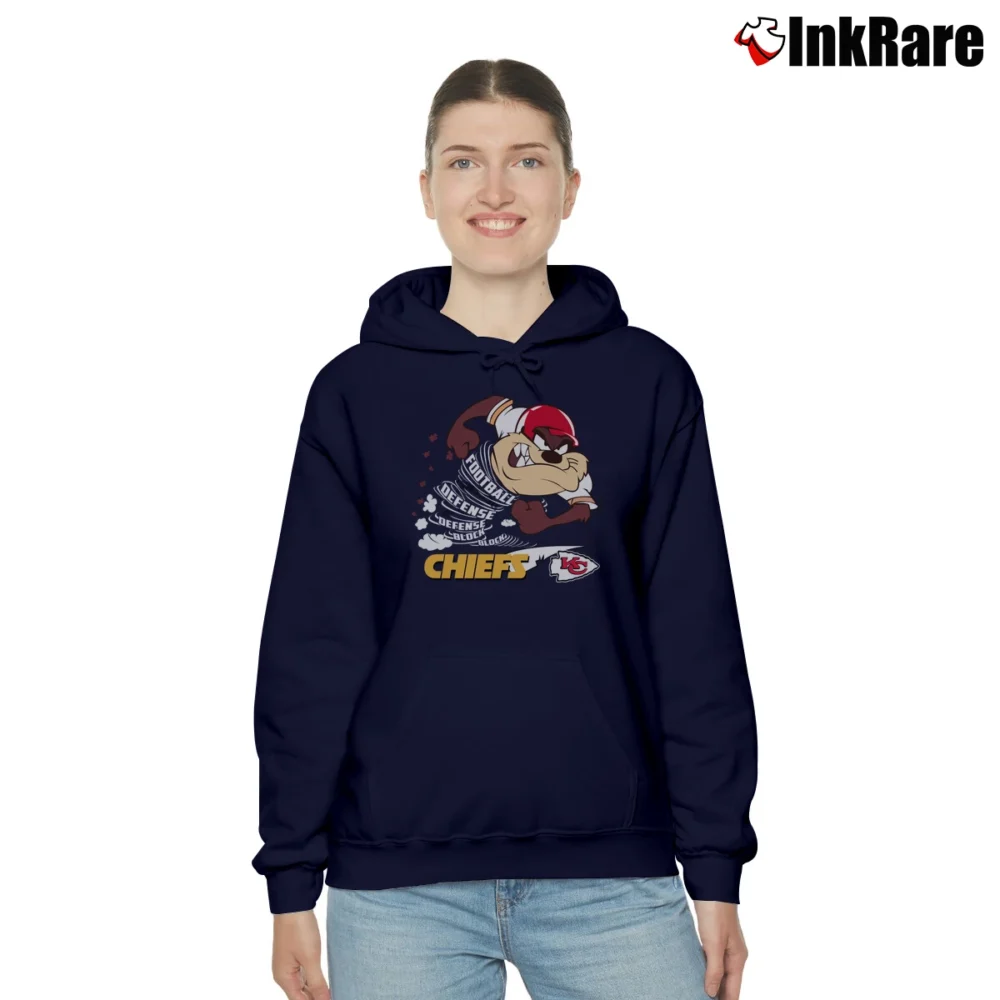 Women’s 1990s Kansas City Chiefs Taz Looney Tunes NFL Cozy Hoodie in navy | Warm, Structured, Stylish