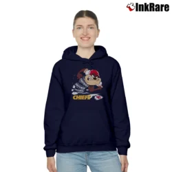 Women’s 1990s Kansas City Chiefs Taz Looney Tunes NFL Cozy Hoodie in navy | Warm, Structured, Stylish