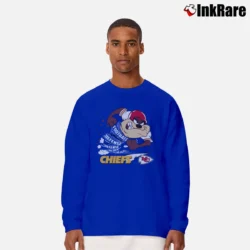 Men’s 1990s Kansas City Chiefs Taz Looney Tunes NFL Long-Sleeve Shirt in royal blue | Sleek, Lightweight, Year-Round Wear