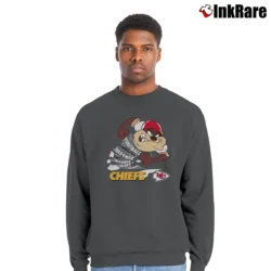 Men’s 1990s Kansas City Chiefs Taz Looney Tunes NFL Crewneck Sweatshirt in charcoal | Cozy Fabric, Clean Style