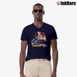 Men’s 1990s Kansas City Chiefs Taz Looney Tunes NFL V-Neck Tee in navy | Sharp, Breathable, Everyday Staple