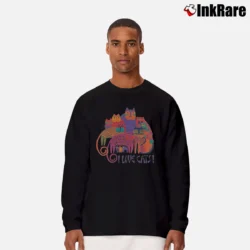 Men’s 1990s Laurel Burch I Love Cats Grandmacore Long-Sleeve Shirt in black | Sleek, Lightweight, Year-Round Wear