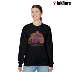 Women’s 1990s Laurel Burch I Love Cats Grandmacore Relaxed Sweatshirt in black | Soft, Laid-Back Vibe