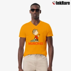 Men’s 1990s Linus Munchies Peanuts Retro V-Neck Tee in orange | Sharp, Breathable, Everyday Staple