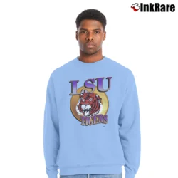 Men’s 1990s LSU Tigers College Team Graphic Crewneck Sweatshirt in light blue | Cozy Fabric, Clean Style