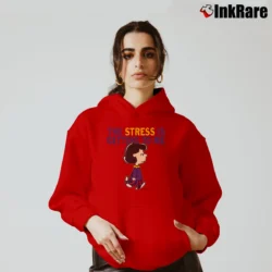 Women’s 1990s Lucy Peanuts The Stress Is Getting To Me Cozy Hoodie in red | Warm, Structured, Stylish