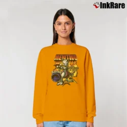 Women’s 1990s Mewtwo Pokemon Training Is Over Relaxed Sweatshirt in orange | Soft, Laid-Back Vibe