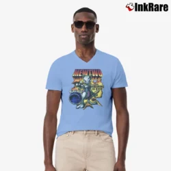 Men’s 1990s Mewtwo Pokemon Training Is Over V-Neck Tee in light blue | Sharp, Breathable, Everyday Staple