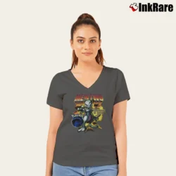 Women’s 1990s Mewtwo Pokemon Training Is Over Vintage V-Neck Tee in charcoal | Chic Neckline, Soft Texture