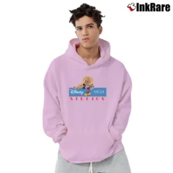 Men’s 1990s MGM Studios Mickey Mouse Walt Disney World Pullover Hoodie in light pink | Cozy, Durable, Modern Fit