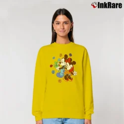 Women’s 1990s Mickey Minnie Mouse Roses Flowers Disney Relaxed Sweatshirt in yellow | Soft, Laid-Back Vibe
