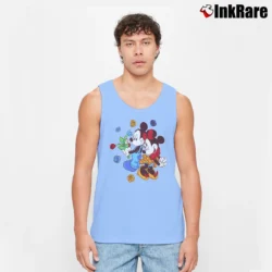 Men’s 1990s Mickey Minnie Mouse Roses Flowers Disney Tank Top in light blue | Breathable, Active-Friendly Design