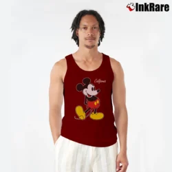 Men’s 1990s Mickey Mouse Big Logo Green Vintage Tank Top in maroon | Breathable, Active-Friendly Design