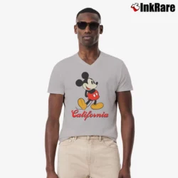 Men’s 1990s Mickey Mouse California V-Neck Tee in sport grey | Sharp, Breathable, Everyday Staple