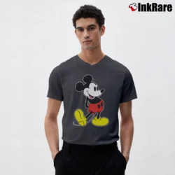 Men’s 1990s Mickey Mouse Classic V-Neck Tee in charcoal | Sharp, Breathable, Everyday Staple