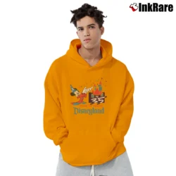 Men’s 1990s Mickey Mouse Disneyland 35th Anniversary Pullover Hoodie in orange | Cozy, Durable, Modern Fit