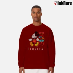 Men’s 1990s Mickey Mouse Florida Disney Travel Graphic Long-Sleeve Shirt in maroon | Sleek, Lightweight, Year-Round Wear