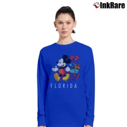 Women’s 1990s Mickey Mouse Florida Disney Travel Graphic Long-Sleeve Top in royal blue | Sleek, Versatile, All-Season