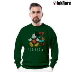 Men’s 1990s Mickey Mouse Florida Disney Travel Graphic Crewneck Sweatshirt in forest green | Cozy Fabric, Clean Style