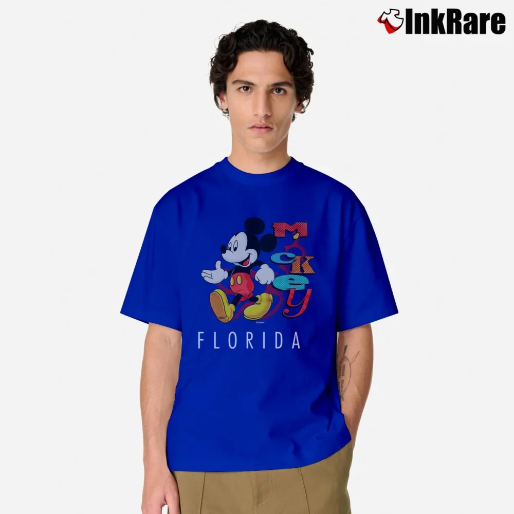 Men’s 1990s Mickey Mouse Florida Disney Travel Graphic Classic T-Shirt in royal blue | Soft, Breathable Everyday Wear