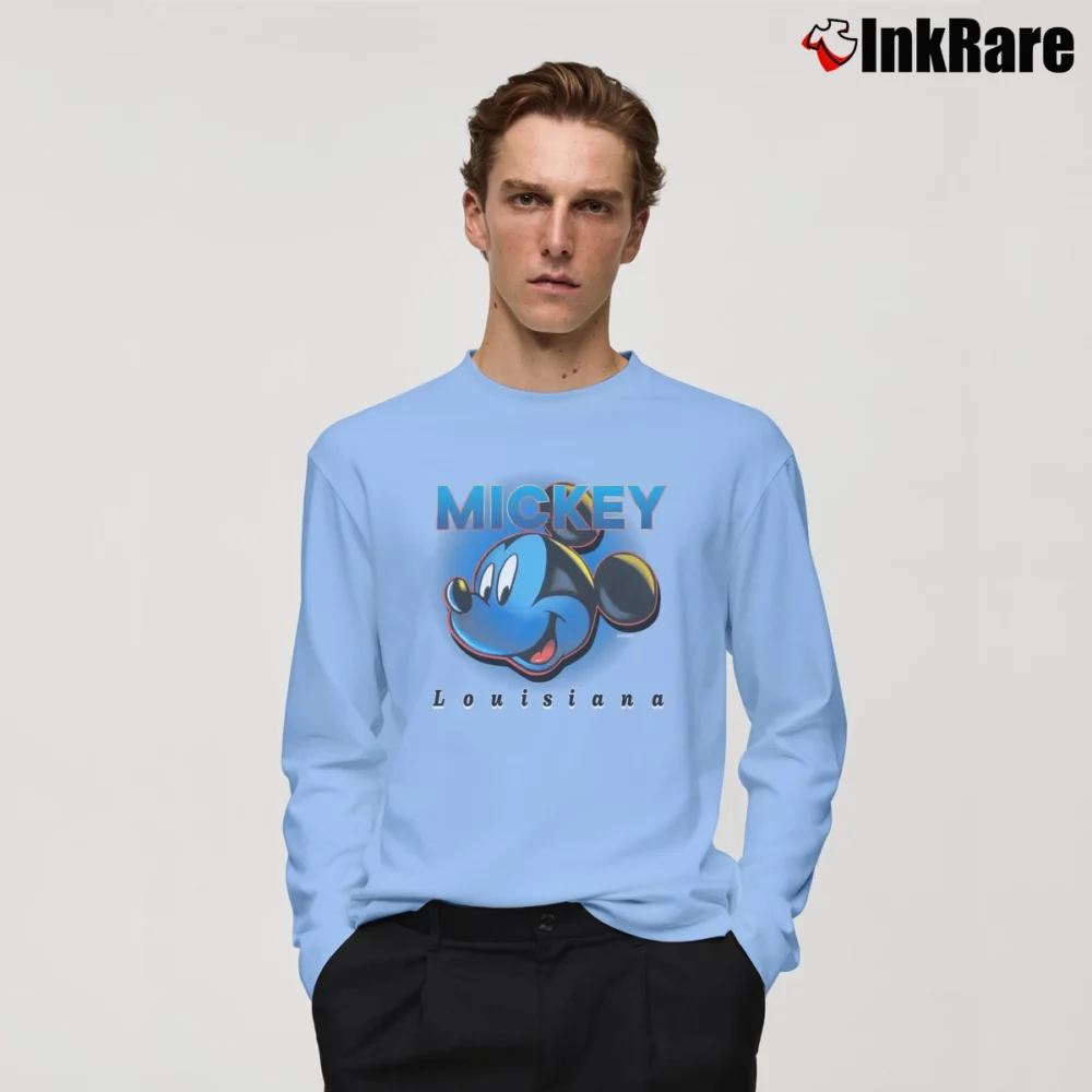 Men’s 1990s Mickey Mouse Louisiana Walt Disney Long-Sleeve Shirt in light blue | Sleek, Lightweight, Year-Round Wear