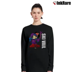 Women’s 1990s Mickey Mouse Skiing Vail Cartoon Long-Sleeve Top in black | Sleek, Versatile, All-Season