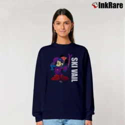 Women’s 1990s Mickey Mouse Skiing Vail Cartoon Relaxed Sweatshirt in navy | Soft, Laid-Back Vibe