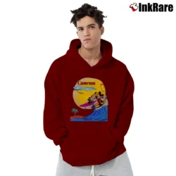 Men’s 1990s Mickey Mouse Surfboard Skateboard Disney Pullover Hoodie in maroon | Cozy, Durable, Modern Fit
